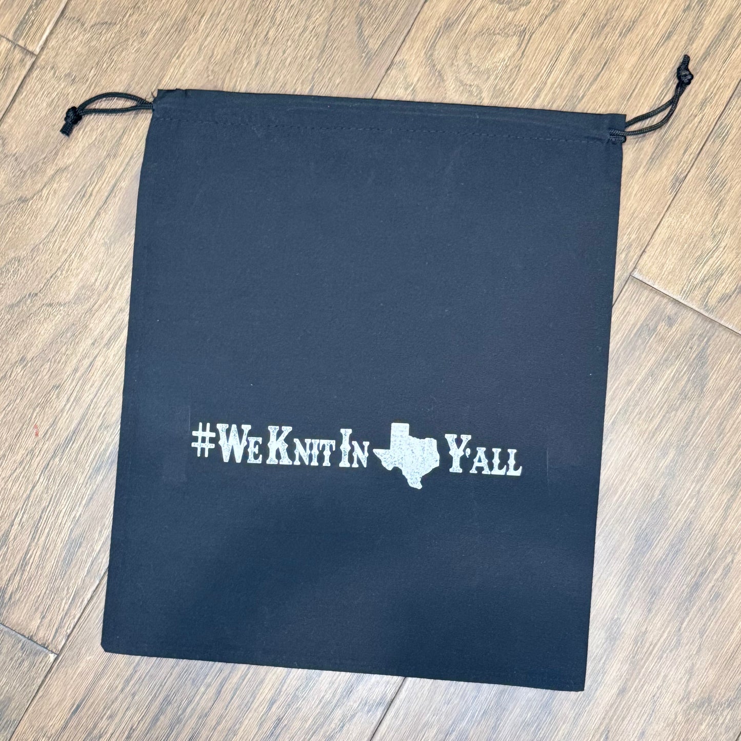 We Knit in Texas Y’all Drawstring Bag