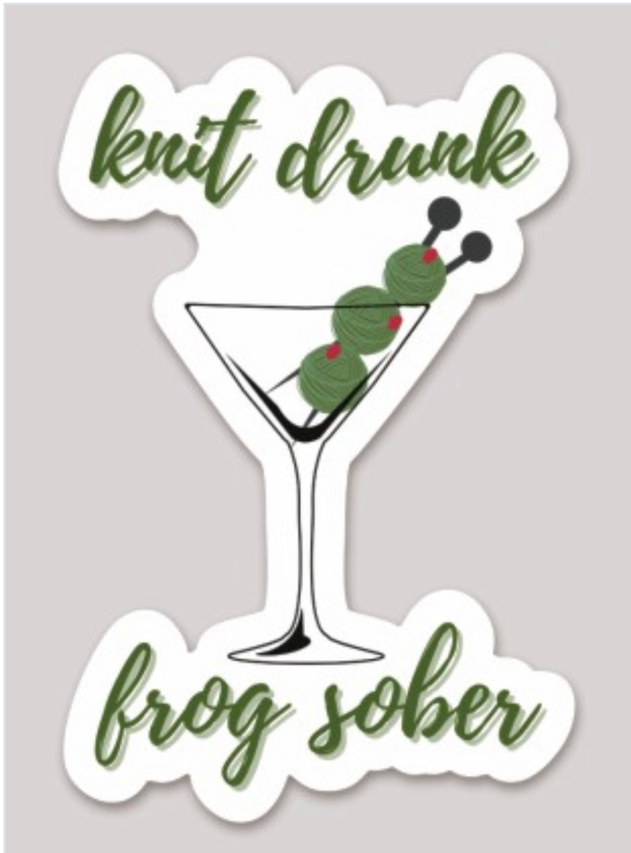Knit Drink Frog Sober Sticker