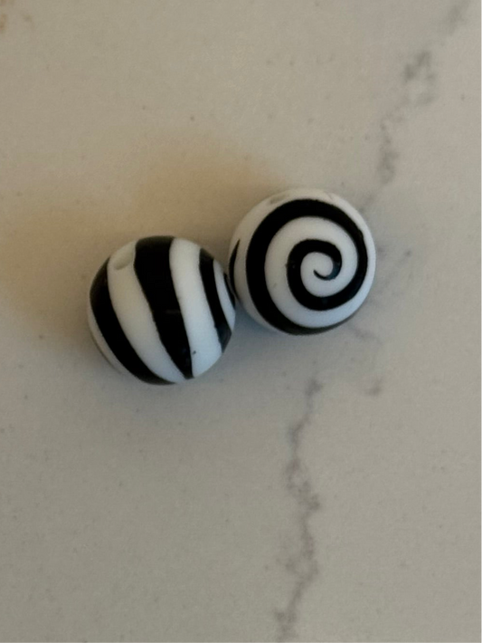 Black and White Swirl Ball Stitch Stoppers