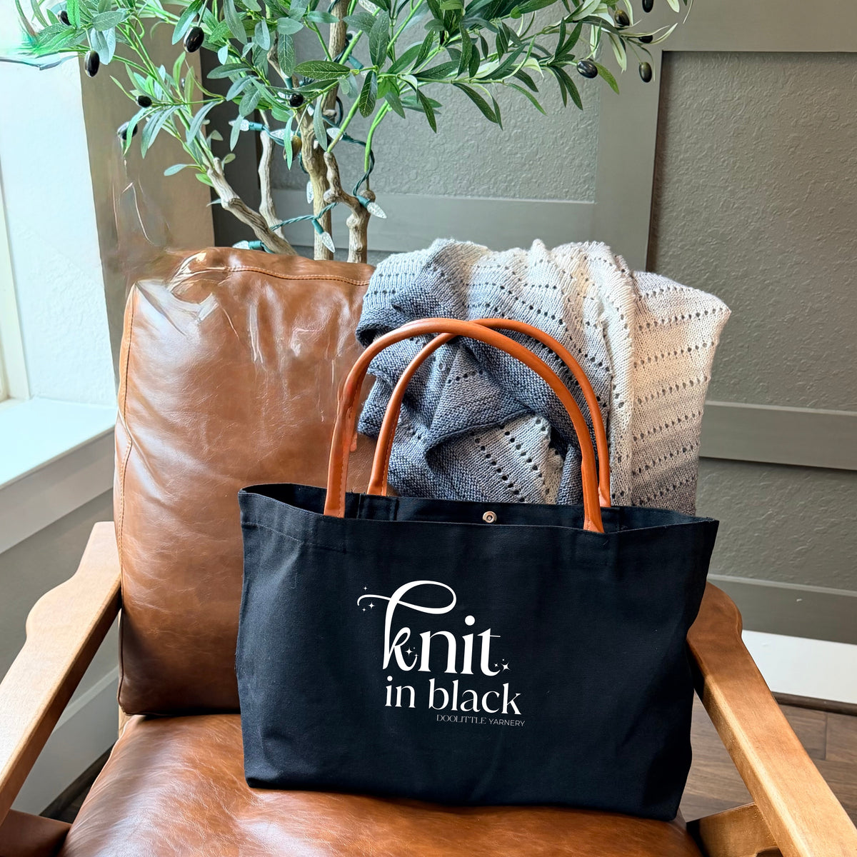 Live Dangerously, Knit in Black Tote Bag