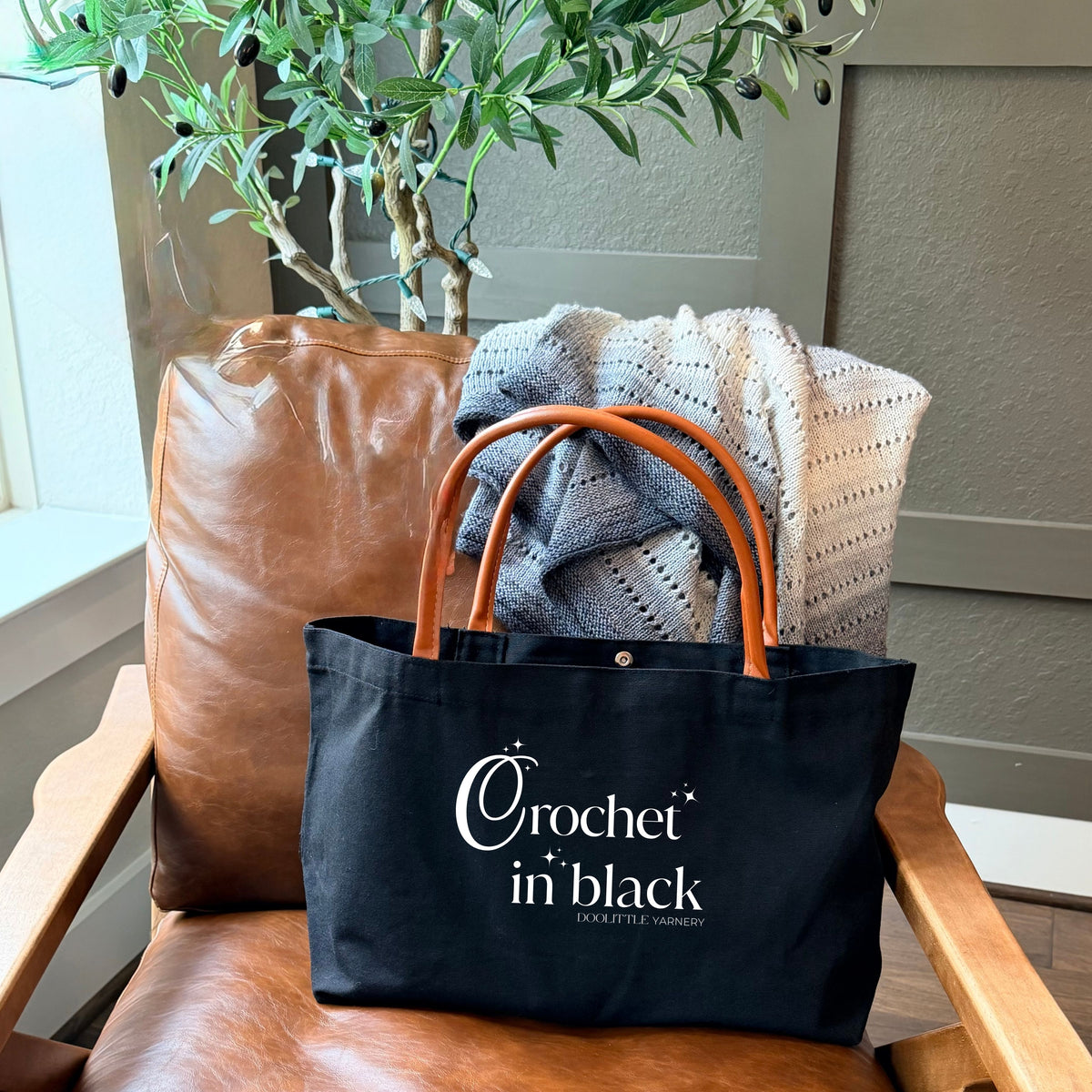 Live Dangerously, Crochet  in Black Tote Bag