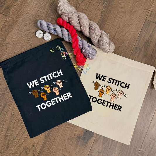 We Stitch Together Drawstring Bag